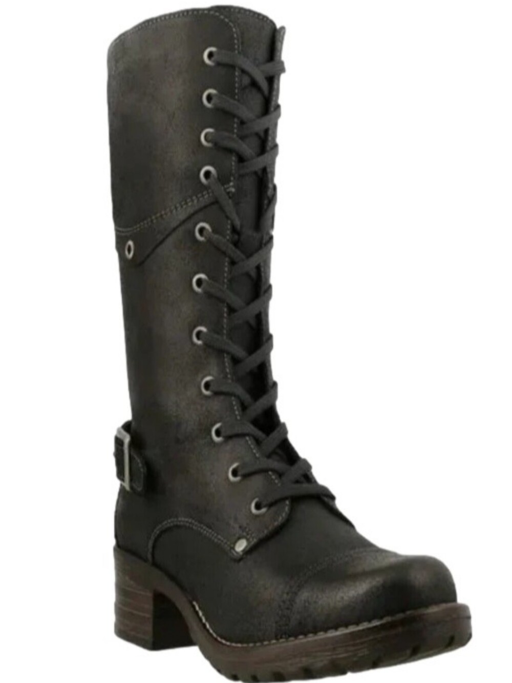 Taos Footwear Tall Crave Women's Black Leather Lace-Up Moto Boots